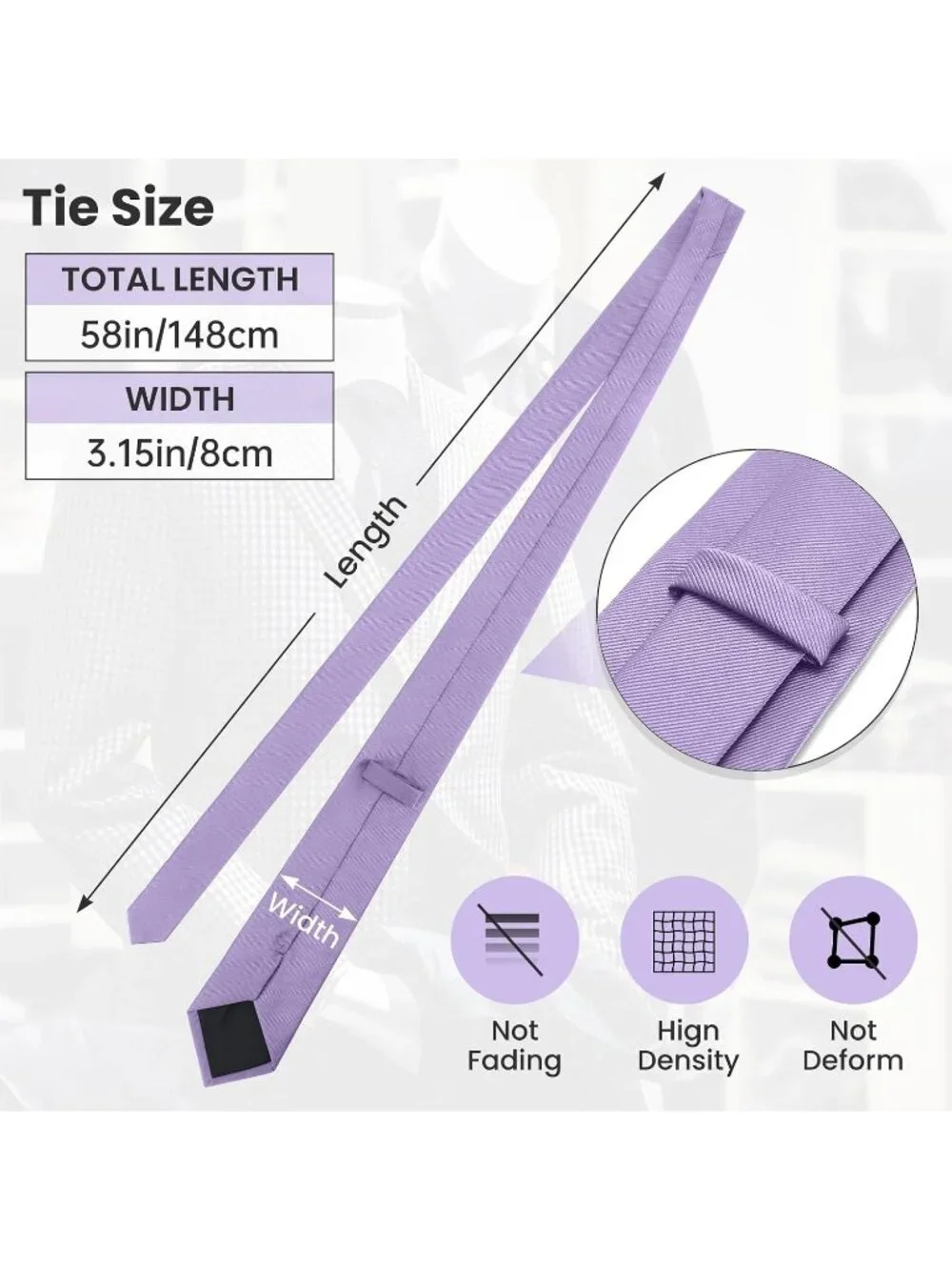 Men's Lavender Lilac Twill Diagonal Textured Formal Necktie For Business Dress